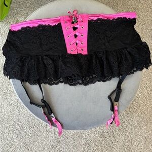 Playboy Intimates Y2K Thong Lace Mini Skirt Panties L Hot Topic